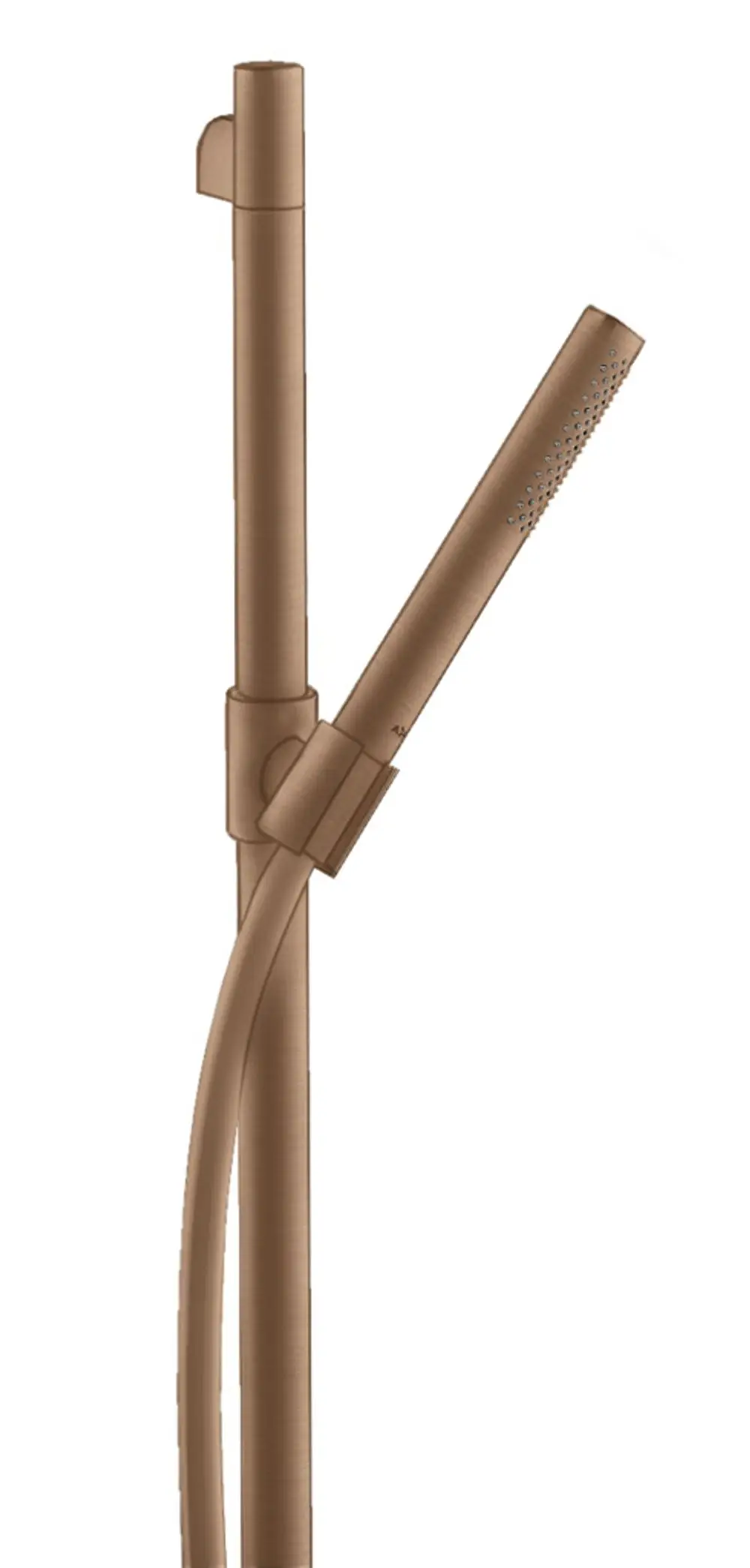 AXOR Brauseset mit Stabhandbrause in brushed red gold, bestehend aus einem langen Halter und flexibler Dusche. Ideal für moderne Badezimmergestaltung.